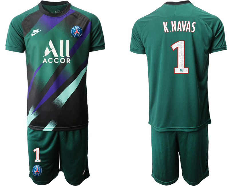 Men 2020-2021 club Paris St German Dark green goalkeeper #1 Soccer Jerseys